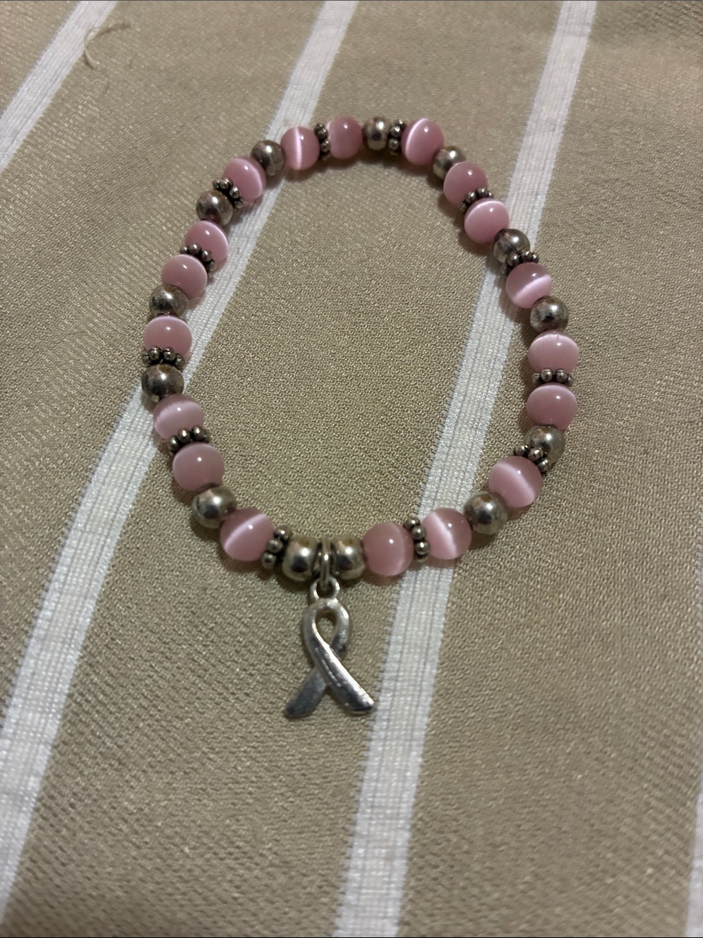 Pink Breast Cancer Awareness Charm Bracelet - Women Jewelry